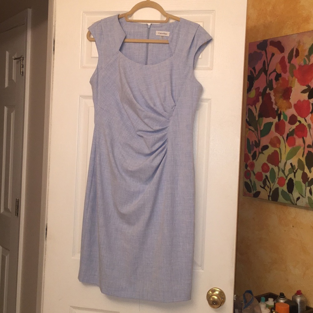 Calvin Klein 10 Dress Blue EUC cap sleeve blue